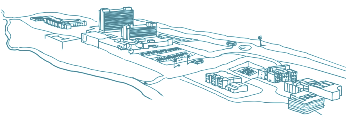 Il·lustració vista general del Campus Can Ruti amb tots els edificis que en formen part